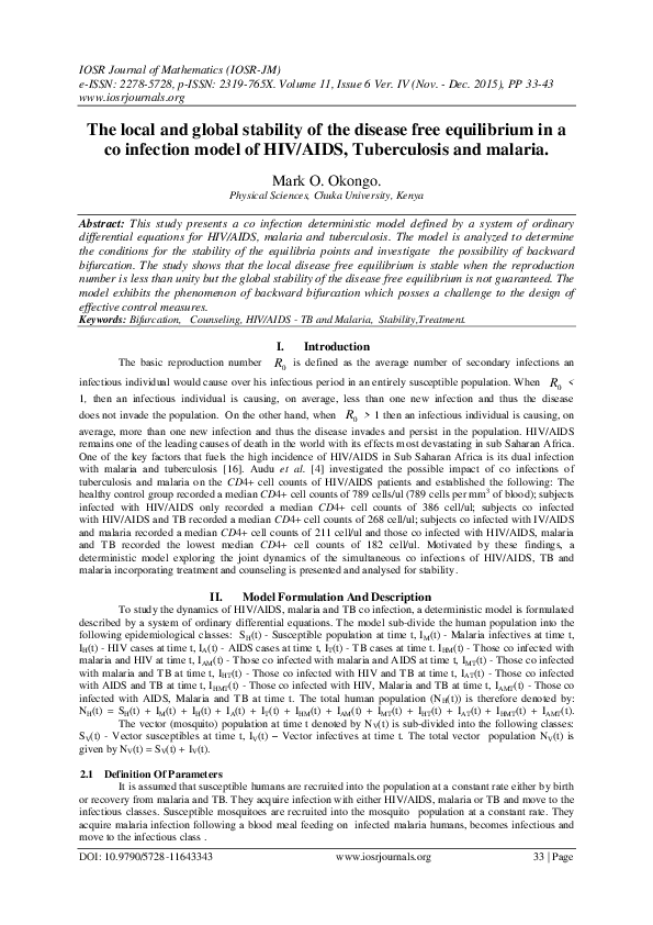 (PDF) The local and global stability of the disease free equilibrium in ...