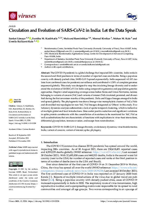 (PDF) Circulation and Evolution of SARS-CoV-2 in India: Let the Data Speak