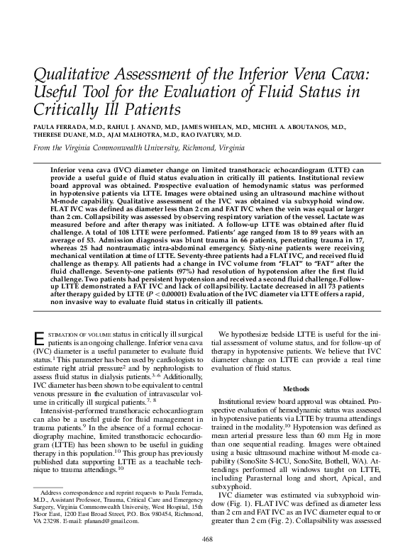 (PDF) Qualitative assessment of the inferior vena cava: useful tool for ...