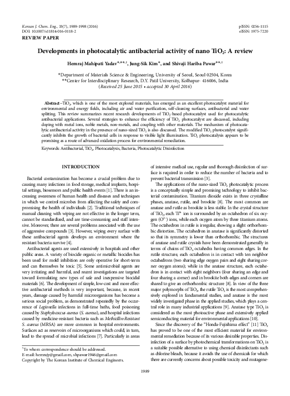 (PDF) Developments in photocatalytic antibacterial activity of nano ...