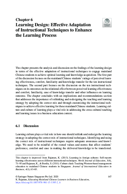 (PDF) Learning Design: Effective Adaptation of Instructional Techniques ...