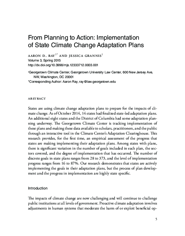 (PDF) From Planning to Action: Implementation of State Climate Change ...