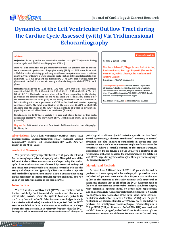 (PDF) Dynamics of the Left Ventricular Outflow Tract during the Cardiac ...