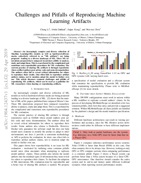 (PDF) Challenges and Pitfalls of Reproducing Machine Learning Artifacts