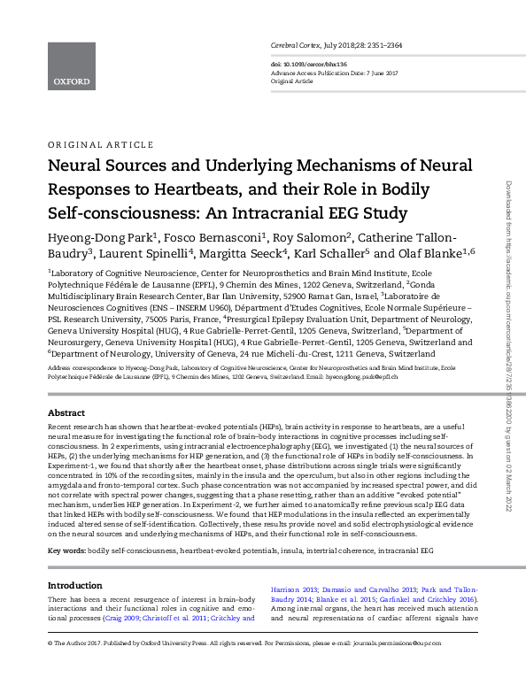 (PDF) Neural Sources and Underlying Mechanisms of Neural Responses to ...