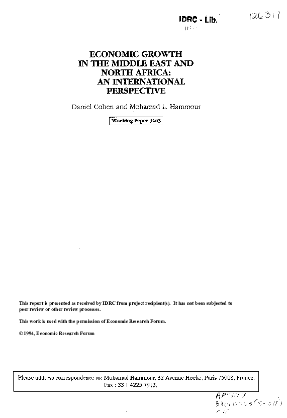 (PDF) Economic Growth in the Middle East and North Africa: An ...