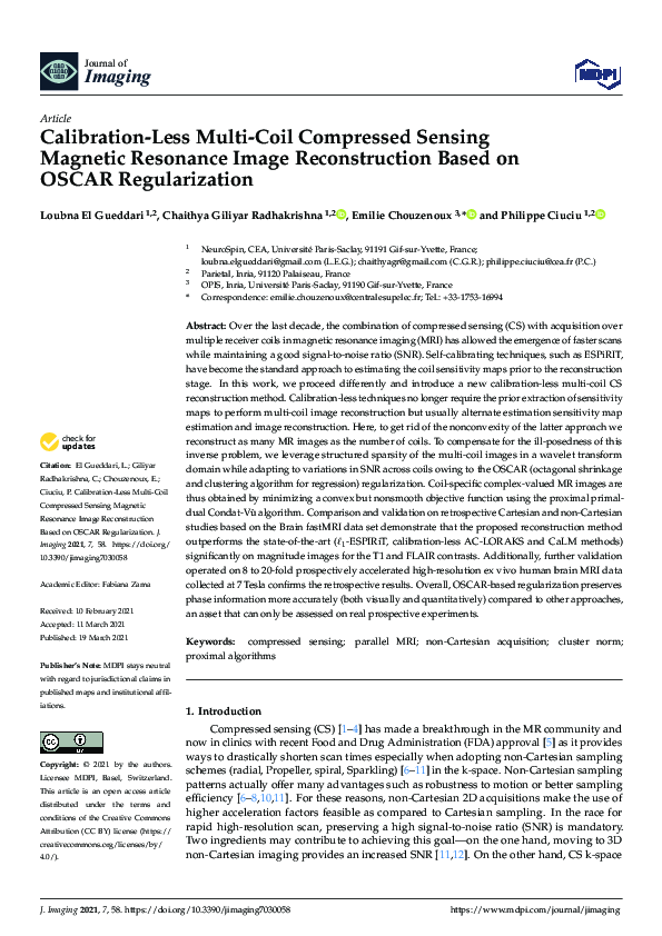 (PDF) Calibration-Less Multi-Coil Compressed Sensing Magnetic Resonance ...