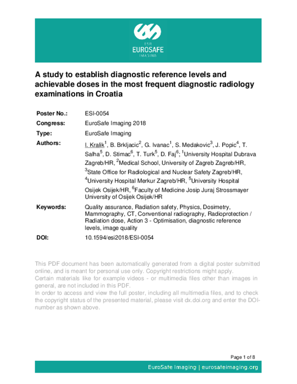 (PDF) A study to establish diagnostic reference levels and achievable ...