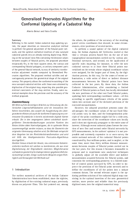 (PDF) Generalised Procrustes Algorithms for the Conformal Updating of a ...
