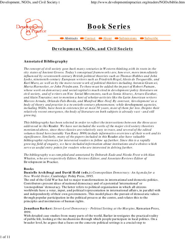 (PDF) Development, NGOs, and civil society