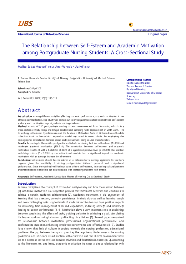 (PDF) The Relationship between Self-Esteem and Academic Motivation ...