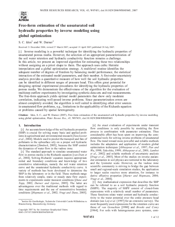 (PDF) Free-form estimation of the unsaturated soil hydraulic properties ...
