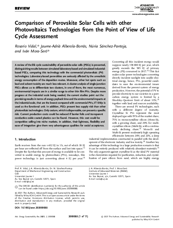 (PDF) Comparison of Perovskite Solar Cells with other Photovoltaics ...