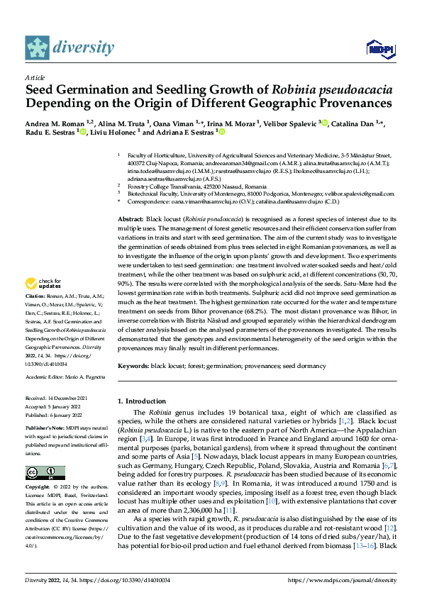(PDF) Seed Germination and Seedling Growth of Robinia pseudoacacia ...