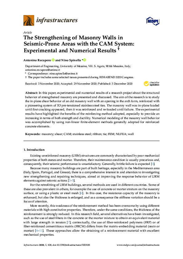 (PDF) The Strengthening of Masonry Walls in Seismic-Prone Areas with ...