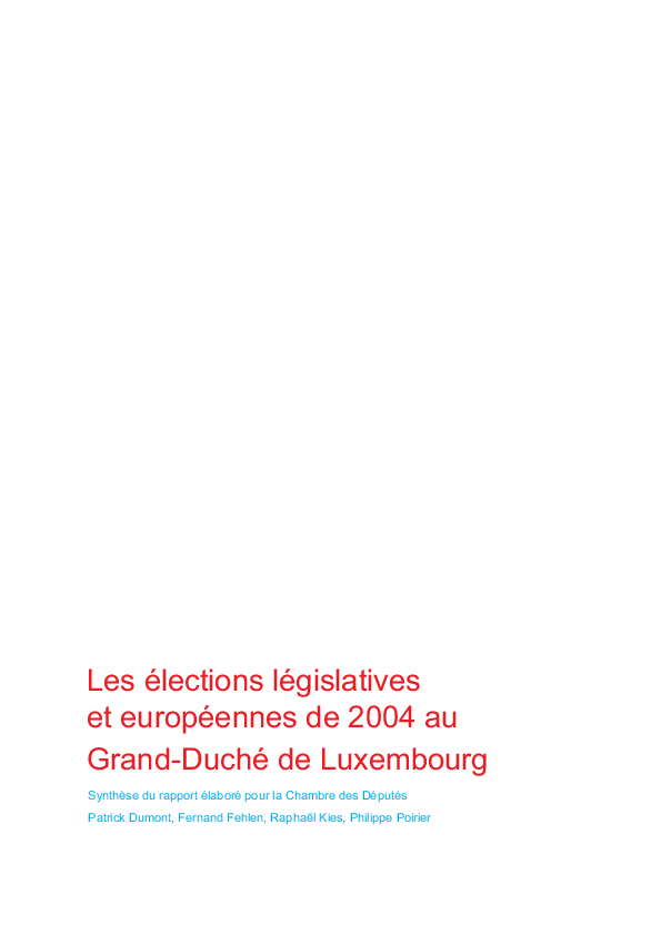 (PDF) Les élections législatives et européennes de 2004 au GrandDuché