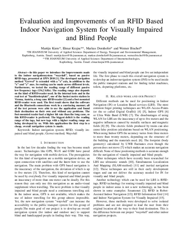 (PDF) Evaluation and Improvements of an RFID Based Indoor Navigation ...