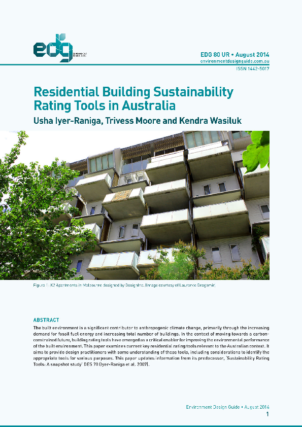 (PDF) Residential building sustainability rating tools in Australia