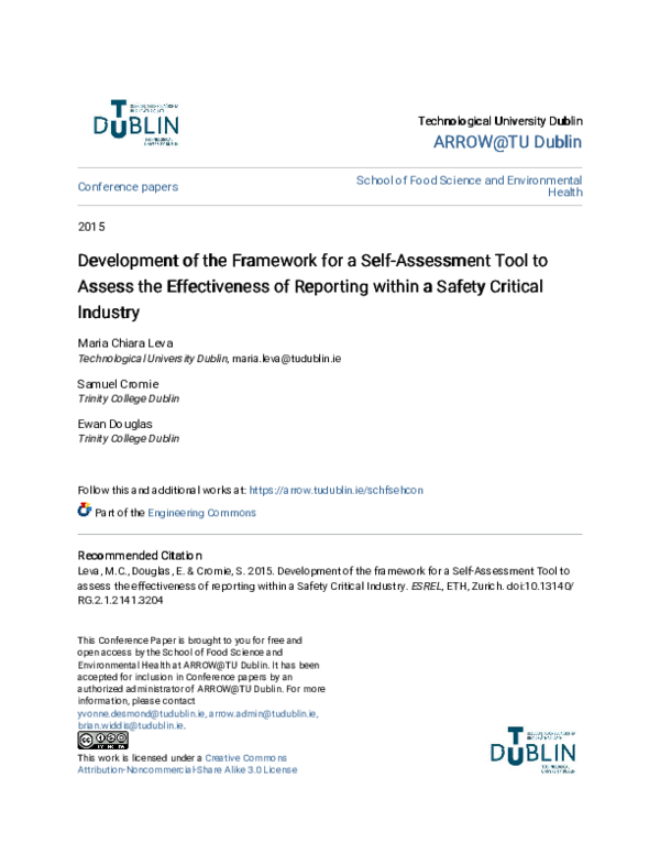 (PDF) Development of the framework for a Self-Assessment Tool to assess ...