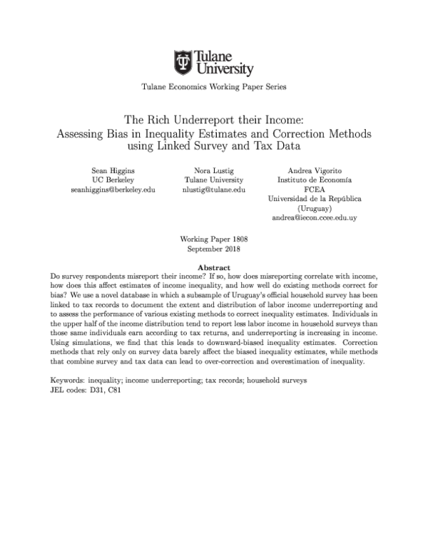 (PDF) The rich underreport their income: Assessing bias in inequality ...