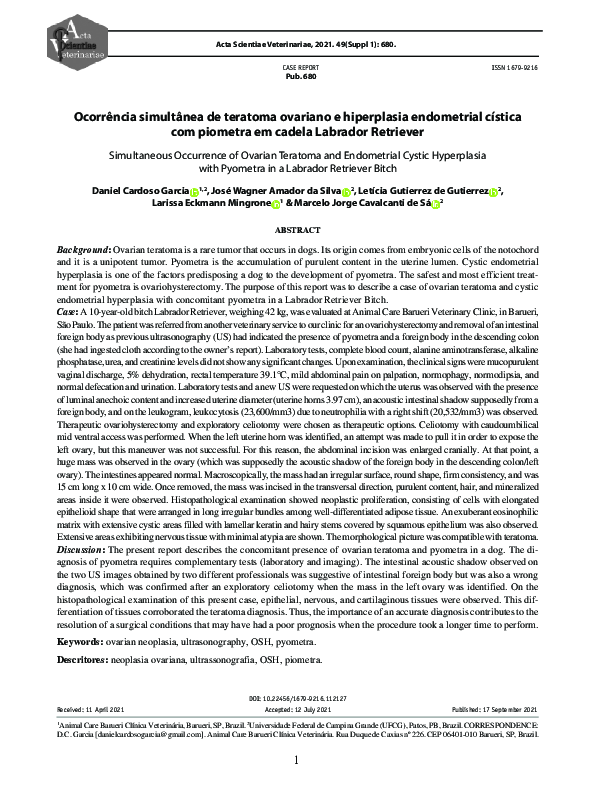 (PDF) Simultaneous Occurrence of Ovarian Teratoma and Endometrial ...