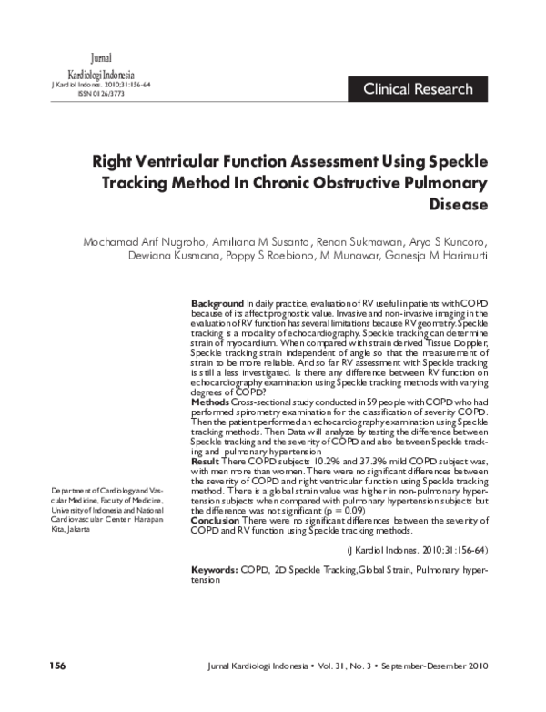 (PDF) Right Ventricular Function Assessment Using Speckle Tracking ...