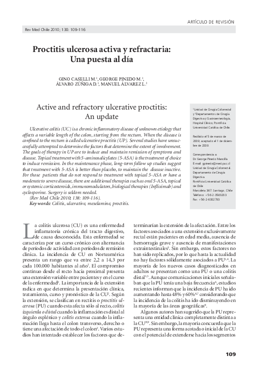 (PDF) Proctitis ulcerosa activa y refractaria: Una puesta al día