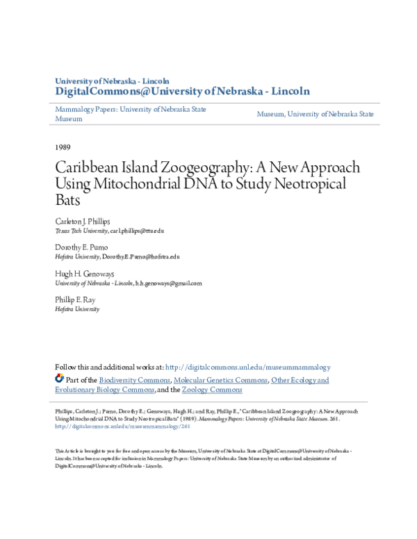 (PDF) Caribbean Island Zoogeography: A New Approach Using Mitochondrial