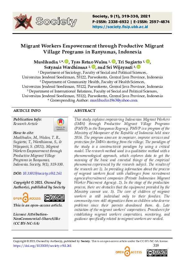 (PDF) Migrant Workers Empowerment through Productive Migrant Village ...