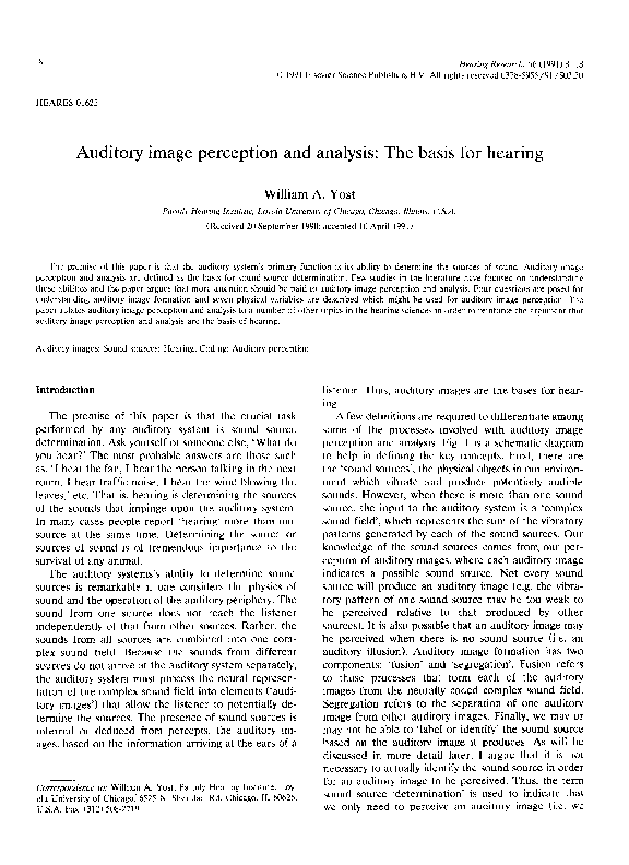 (PDF) Auditory image perception and analysis: The basis for hearing