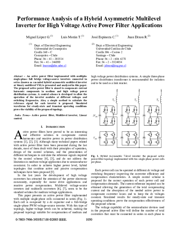 (PDF) Performance analysis of a hybrid asymmetric multilevel inverter ...
