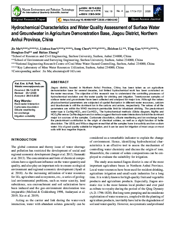(PDF) Hydrochemical Characteristics and Water Quality Assessment of ...