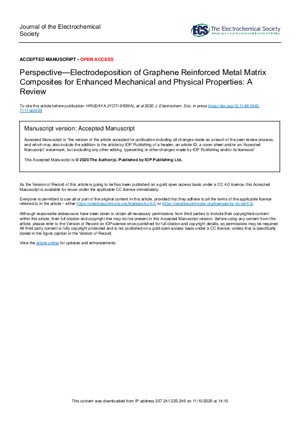 (PDF) Perspective—Electrodeposition of Graphene Reinforced Metal Matrix ...
