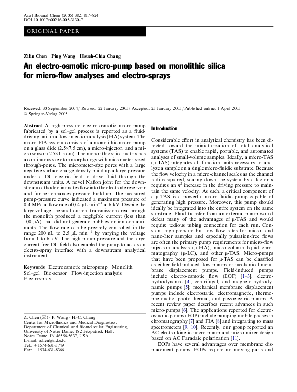 (PDF) An electro-osmotic micro-pump based on monolithic silica for ...
