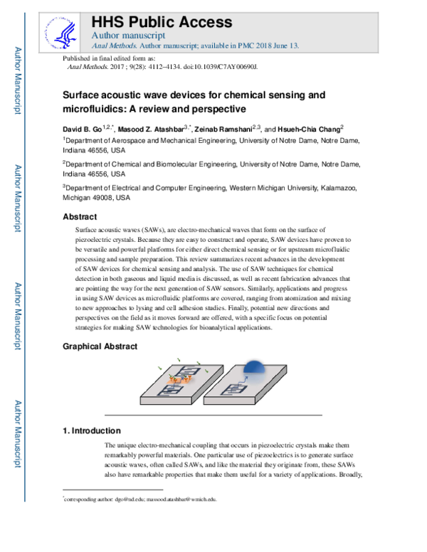 (PDF) Surface acoustic wave devices for chemical sensing and ...