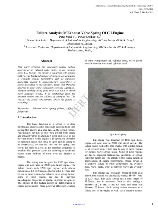(PDF) Failure Analysis Of Exhaust Valve Spring Of C.I.Engine patel
