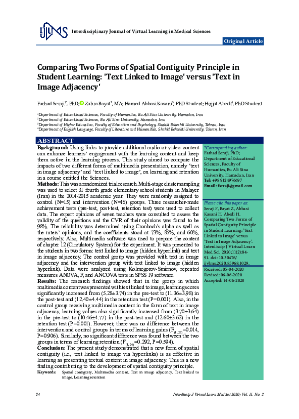 (PDF) Comparing Two Forms of Spatial Contiguity Principle in Student ...