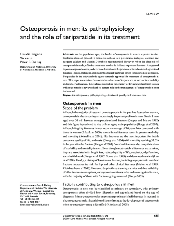 (PDF) Osteoporosis in men: its pathophysiology and the role of ...