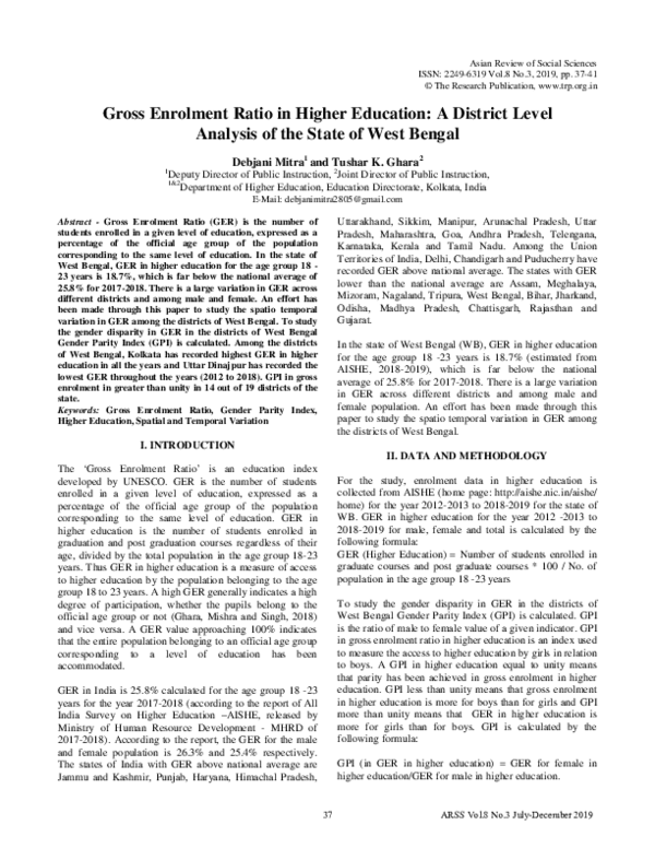 (PDF) Gross Enrolment Ratio in Higher Education: A District Level ...