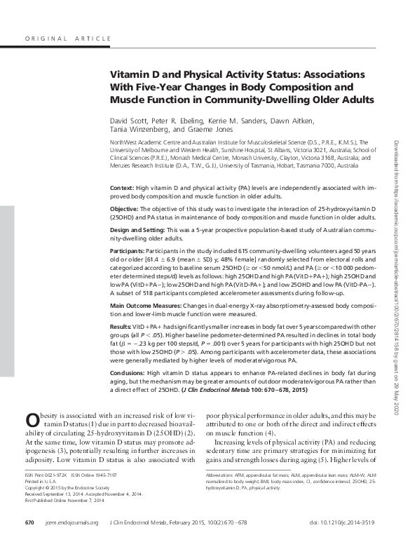 (PDF) Vitamin D and Physical Activity Status: Associations With Five ...
