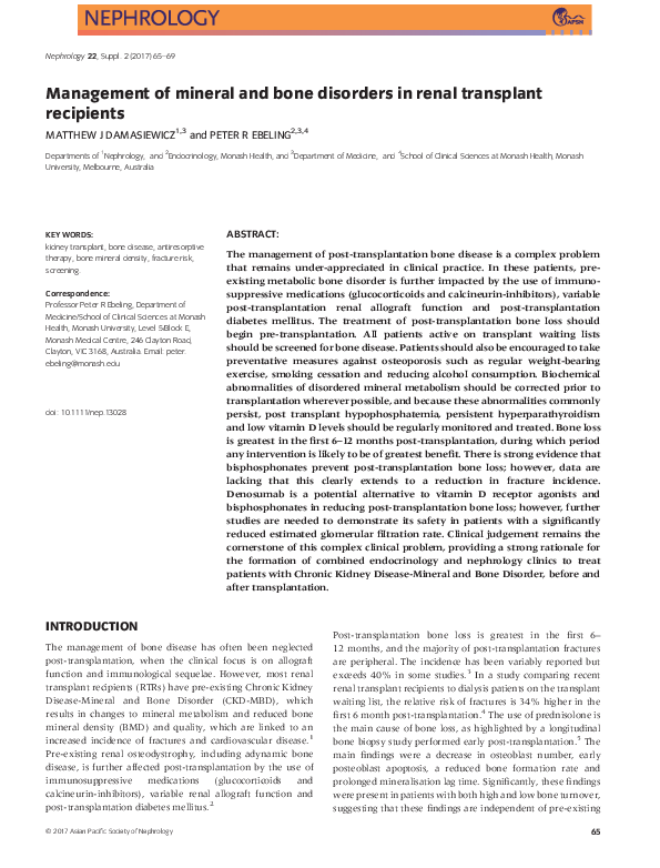 (PDF) Management of mineral and bone disorders in renal transplant ...