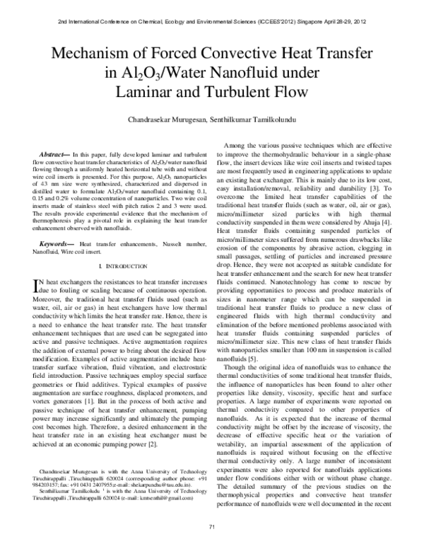 (PDF) Mechanism of Forced Convective Heat Transfer in Al 2 O 3 / Water ...