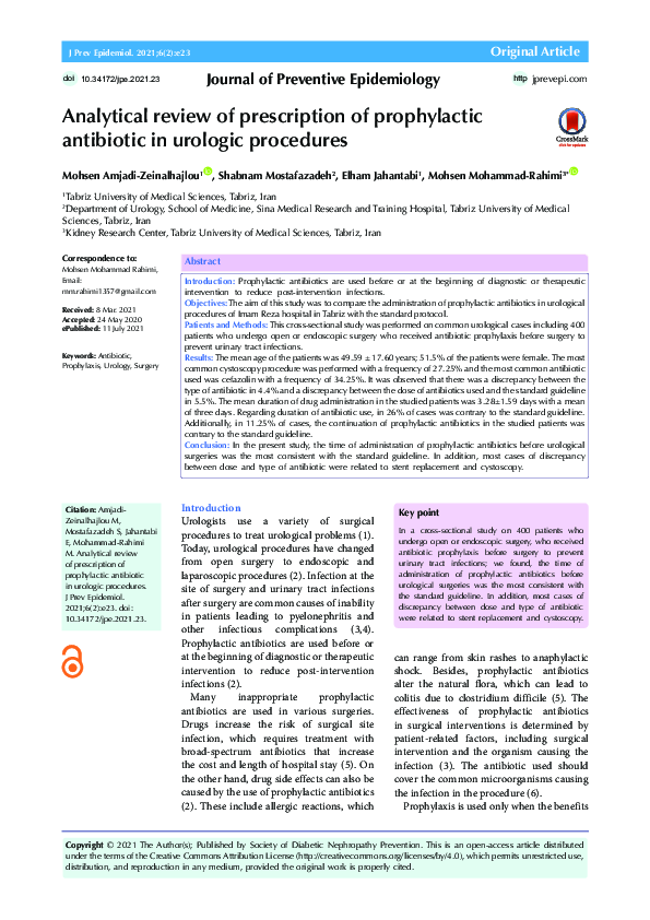 (PDF) Analytical review of prescription of prophylactic antibiotic in
