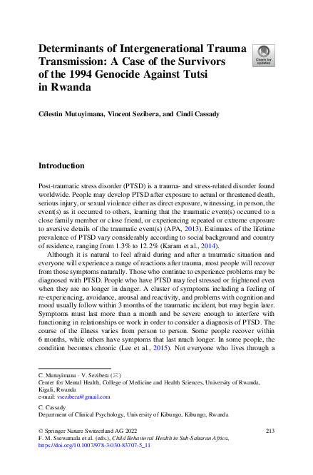 (PDF) Determinants of Intergenerational Trauma Transmission: A Case of ...