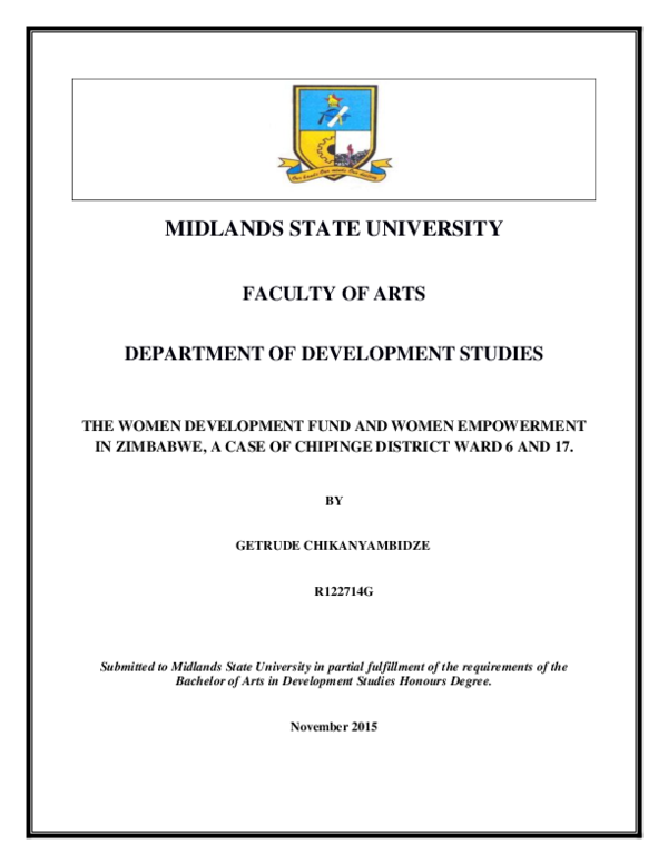 (PDF) The women development fund and women empowerment in Zimbabwe: a ...