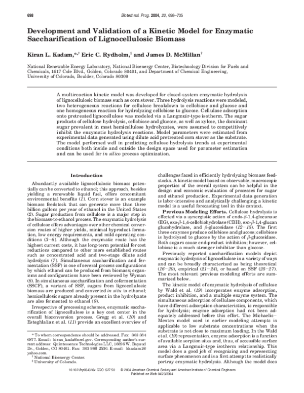 (PDF) Development and validation of a kinetic model for enzymatic ...