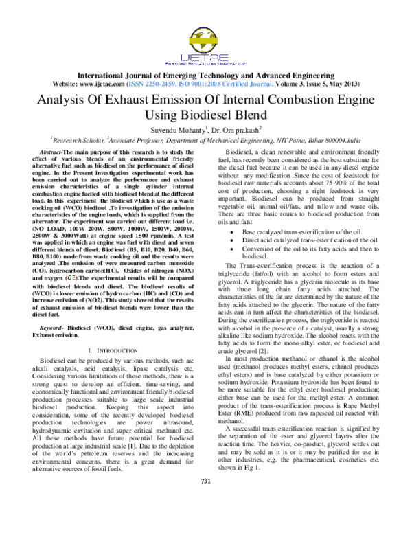 (PDF) Analysis Of Exhaust Emission Of Internal Combustion Engine Using ...