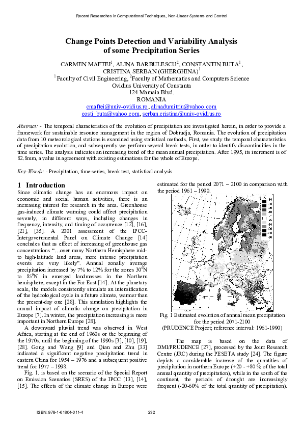 (PDF) Precipitation Trends and Change Point Analysis