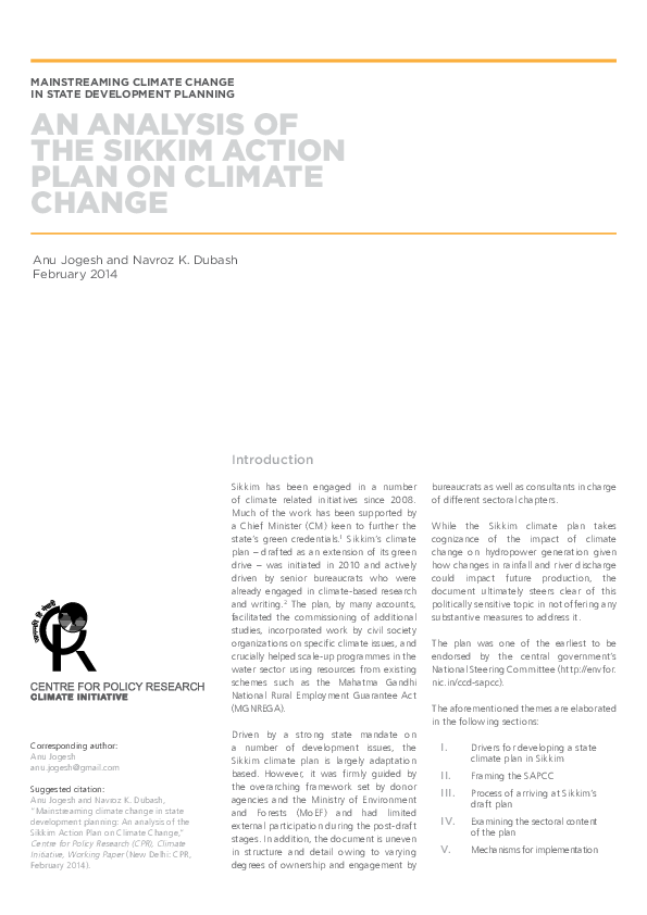 (PDF) Mainstreaming climate change in state development planning : an ...
