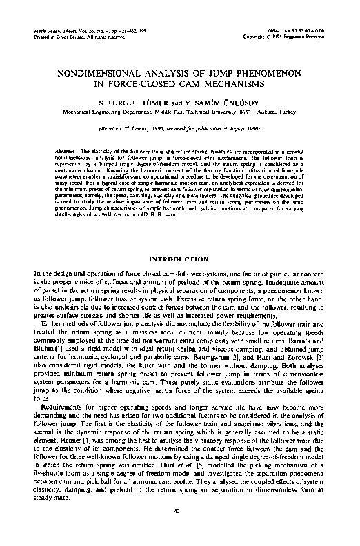 (PDF) Nondimensional analysis of jump phenomenon in forceclosed cam